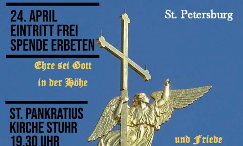 24. April 19.30 Uhr Konzert Vokalensemble Harmonie St. Petersburg Kirche Stuhr